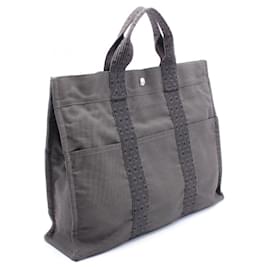 Hermès-Hermes Herline MM Canvas Tote Bag-Grey