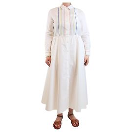 Loro Piana Robe midi en coton blanc - taille UK 12 Blanc