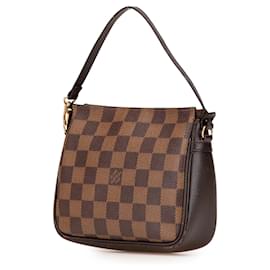 Louis Vuitton-Trousse Pochette Damier Ebene Marron Louis Vuitton-Marron