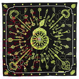 Hermès-Hermès Black Keys Les Cles Silk Scarf-Other