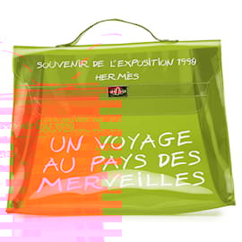 Hermès-Sac à main Hermès Orange Vinyl Souvenir De L Exposition Kelly-Orange