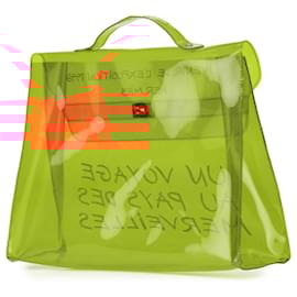 Hermès-Sac à main Hermès Orange Vinyl Souvenir De L Exposition Kelly-Orange