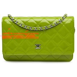Chanel-Chanel Orange Classic Patent Wallet On Chain-Orange