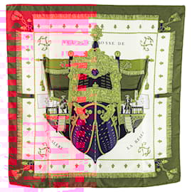 Hermès-Hermès Red View of the Carriage of the Galley La Reale Silk Scarf-Red