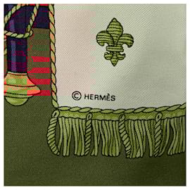 Hermès-Hermès Red View of the Carriage of the Galley La Reale Silk Scarf-Red