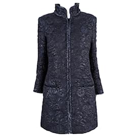 Chanel-New Opulent Jacquard Jacket with Camellias 36 FR-Navy blue