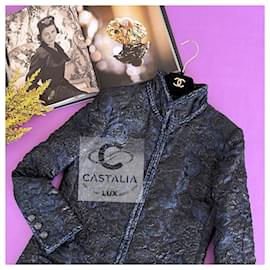 Chanel-New Opulent Jacquard Jacket with Camellias 36 FR-Navy blue