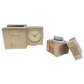 Hermès VINTAGE SET HERMES CLOCK + CUBIC TABLE LIGHTER GOLD PLATED Golden
