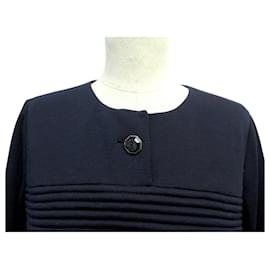 Chanel-CHANEL DRESS P44741V21513 L 42 THICK IN NAVY BLUE WOOL-Navy blue