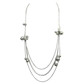 Christian Dior-CHRISTIAN DIOR TRIBAL NECKLACE SILVER METAL BEADS-Silvery