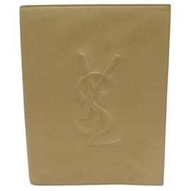 NEUF ETUI IPAD YVES SAINT LAURENT 258602 11" EN CUIR GRAINE BEIGE TABLET CASE Beige