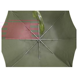 Hermès-VINTAGE PARAPLUIE HERMES TOILE MONOGRAMMEE H ORANGE MANCHE BOIS CANVAS UMBRELLA-Orange