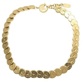 Yves Saint Laurent-VINTAGE YVES SAINT LAURENT NECKLACE CHOKER MEDALLIONS 43-48 CM METAL-Golden