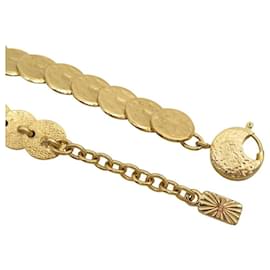 Yves Saint Laurent-VINTAGE YVES SAINT LAURENT NECKLACE CHOKER MEDALLIONS 43-48 CM METAL-Golden