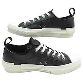 Dior-DIOR B23 LOW TOP DIAMOND CANVAS SNEAKERS 3SN249ZPP 42 SHOES-Black