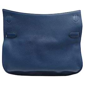 Hermès-SAC A MAIN HERMES JYPSIERE 34 EN CUIR TAURILLON CLEMENCE BLEU DE MALTE HAND BAG-Bleu Marine