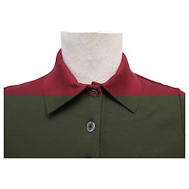 Hermès-NEW HERMES POLO TSHIRT SELLIER T34 XXS IN BORDEAUX COTTON TOP-Dark red