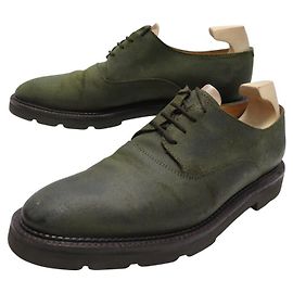 SCARPE JOHN LOBB MILTON DERBY 7.5E 41.5 IN CAMOSCIO CERATO KAKI Cachi