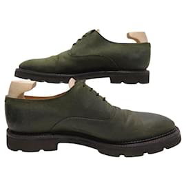 John Lobb-JOHN LOBB MILTON DERBY SHOES 7.5E 41.5 IN KHAKI WAXED SUEDE-Khaki