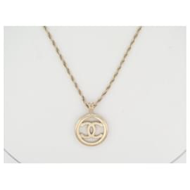 Chanel-NINE CHANEL NECKLACE PENDANT CC LOGO STRASS IN GOLDEN METAL 60/63 NECKLACE-Golden