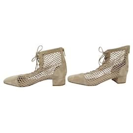 Dior-NINE DIOR NAUGHTILY-D NET BOOTS KCI492SURS12U NUDE SUEDE 41.5 SHOES-Beige