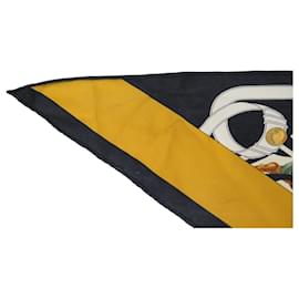 Hermès-HERMES TRIANGLE SCARF ALL IN SQUARE BALI BARRET 110CM SILK + BOX SILK SCARF-Black