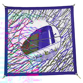 Hermès-NINE HERMES SCARF IN FRONT OF EVERYTHING DIMITRI RYBATCHENKO SQUARE 90 SILK SCARF-Blue