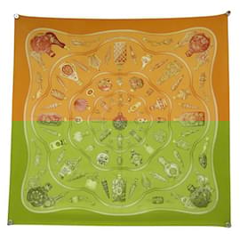 Hermès-HERMES SCARF NO MATTER THE BOTTLE AS LONG AS WE HAVE THE INTOXICATION SQUARE SCARF-Yellow