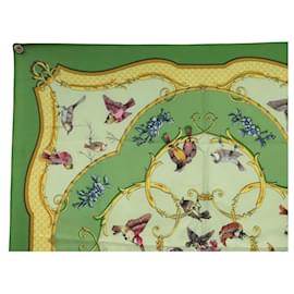 Hermès-VINTAGE HERMES SCARF LA CLE DE CHAMPS FACONNET 1965 SQUARE 90 SILK-Green