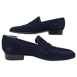 JM Weston-JM WESTON WOOLTON LOAFERS 474 9.5D 43.5 SUEDE SHOE TREES-Navy blue