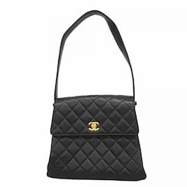 Chanel-Sac à épaule noir Chanel en cuir de veau grainé-Noir