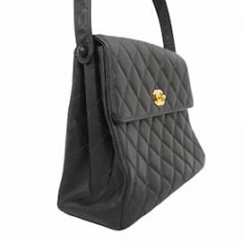 Chanel-Sac à épaule noir Chanel en cuir de veau grainé-Noir