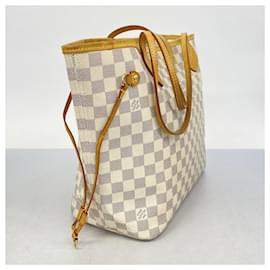 Louis Vuitton-Louis Vuitton Damier Azur Neverfull MM Tote Bag-White
