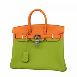 Hermès-Hermes Birkin 25 Handbag in Orange Togo Leather-Orange