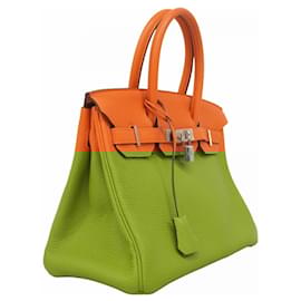 Hermès-Sac à main Hermès Birkin 30 en cuir Togo orange-Orange