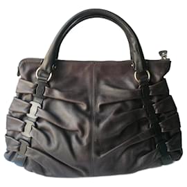 Salvatore Ferragamo-SALVATORE FERRAGAMO Sac cuir marron porté main TBE-Marron