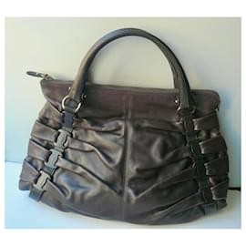 Salvatore Ferragamo-SALVATORE FERRAGAMO Sac cuir marron porté main TBE-Marron