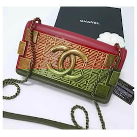 Chanel-Chanel 2016 Paris-Séoul Sac à Rabat en Brique Lego Bronze d'Occasion-Rouge