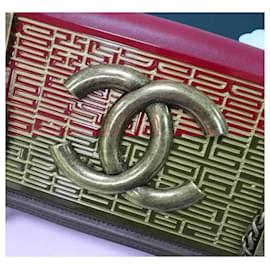 Chanel-Chanel 2016 Paris-Séoul Sac à Rabat en Brique Lego Bronze d'Occasion-Rouge