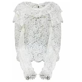 Chanel-Chanel White Floral Lace Blouse Sz.36 Pre-owned-White