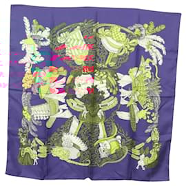 Hermès-HERMES Carre 90 Scarf ""chapeau!"" Silk Navy Auth bs25766-Navy blue