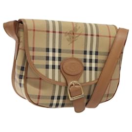 Autre Marque-Burberrys Nova Check Shoulder Bag PVC Beige Gold Auth BA2017-Beige,Golden