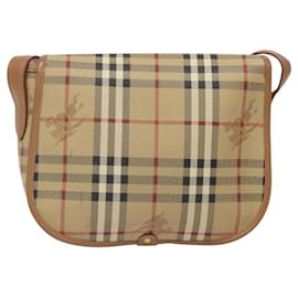 Autre Marque-Burberrys Nova Check Shoulder Bag PVC Beige Gold Auth BA2017-Beige,Golden