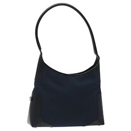 Salvatore Ferragamo Shoulder Bag Canvas Navy Silver Auth bs25827 Silvery Navy blue