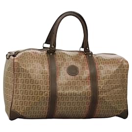 Fendi-Sac Boston Vintage en Toile Zucchino FENDI Beige Auth 122400-Beige