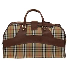 Autre Marque-Burberrys Nova Check Boston Bag Canvas Beige Gold Auth yk18195-Beige,Golden