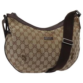 Borsa a Spalla GG Canvas GUCCI Beige Argento 181092 Auth gh139 Argento Beige