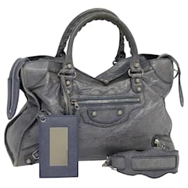 Balenciaga-BALENCIAGA The Giant City Hand Bag Leather 2way Blue 281770 Auth 124413-Blue