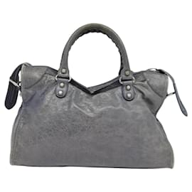 Balenciaga-BALENCIAGA The Giant City Hand Bag Leather 2way Blue 281770 Auth 124413-Blue