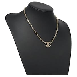 Chanel-CHANEL COCO Mark Necklace metal Gold CC Auth bs25550-Golden